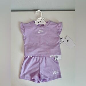 Nike Baby Girls 2-Piece Outfit Set Purple T-Shirt & Shorts 18M